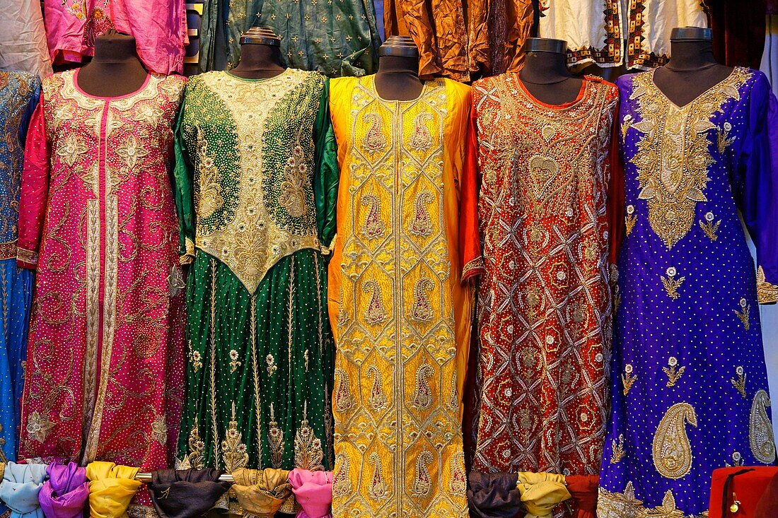 Shop display of dresses inside the Grand Bazaar, Istanbul, Turkey