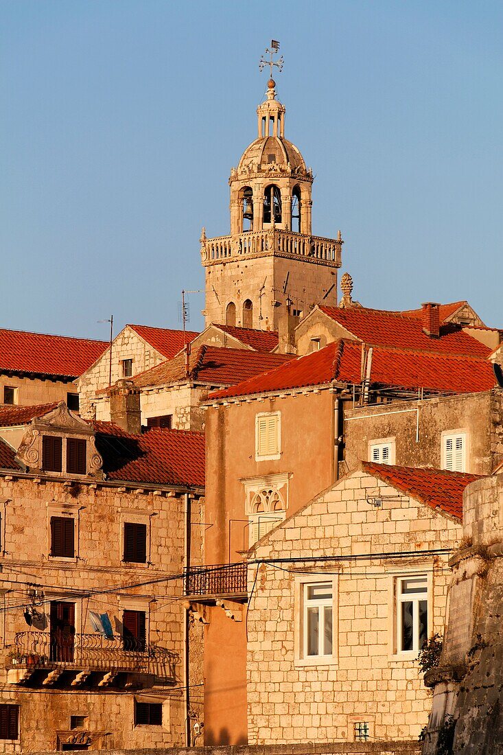 St Marks Cathedral and old of Korcula Town, Korcula Island, Croatia