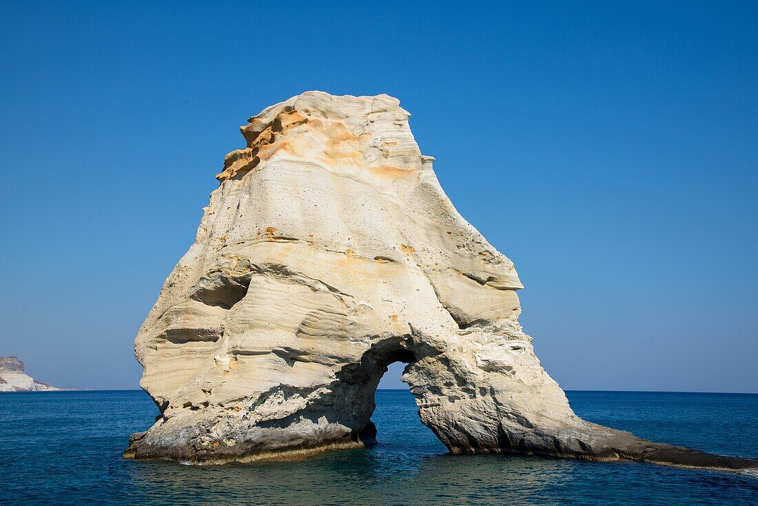 sandstone arch in sea at Kleftiko at Milos in Greece