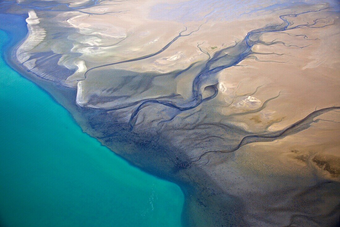 Aerial shot of Sandwich Harbour, in the Namib-Naukluft-Nationalpark, Namibia