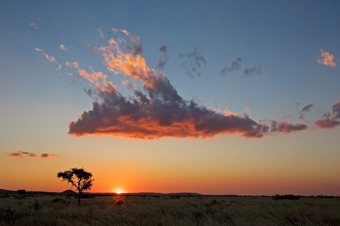 Vom Sonnenuntergang angeleuchtete Wolke, Namibia