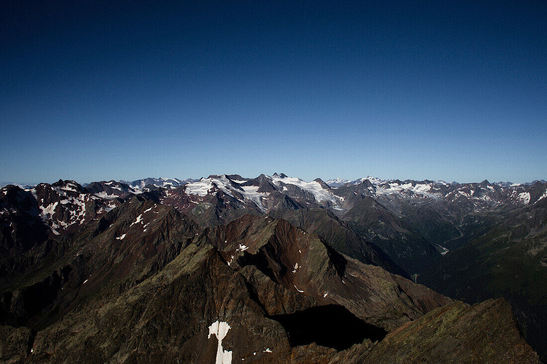 Blick vom Habichtgipfel nach Südwesten, Habicht (3277 m), Stubaier Alpen, Tirol, Österreich