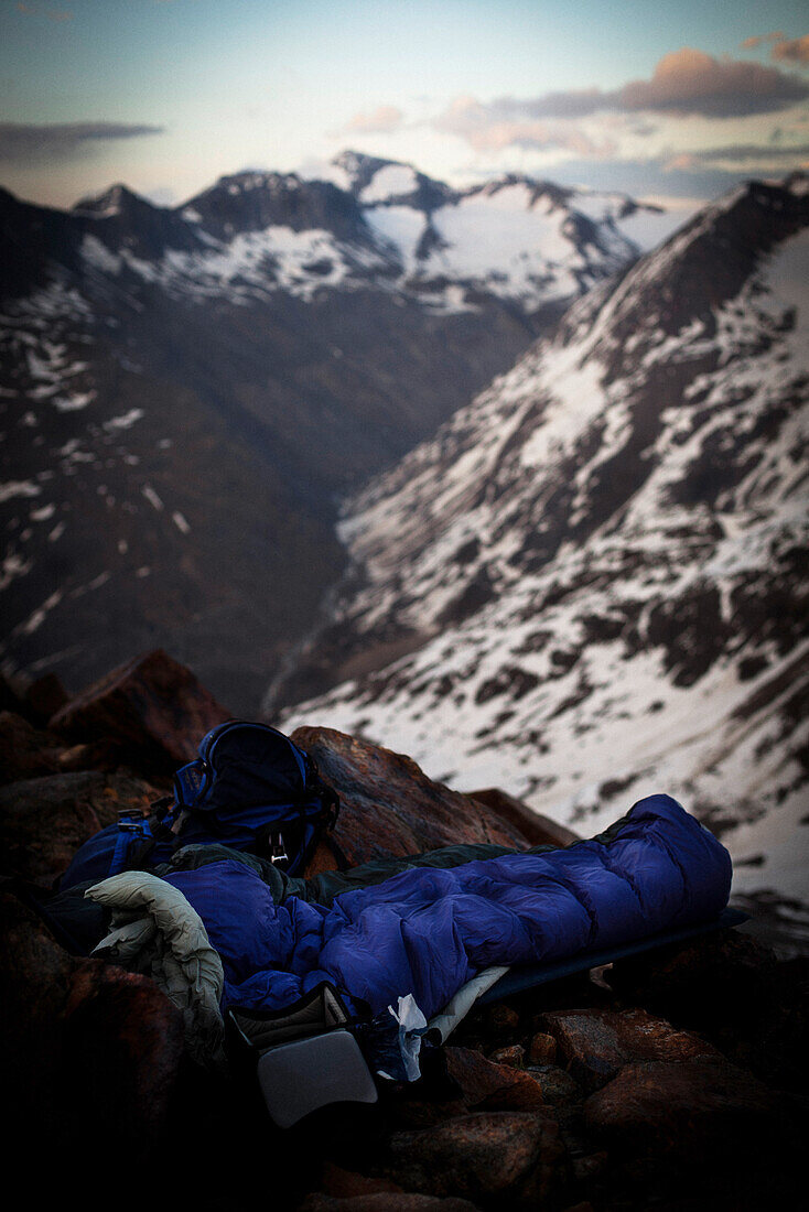 Bivouac, near Saykogel (3355 m), Ötztal Alps, Tyrol, Austria