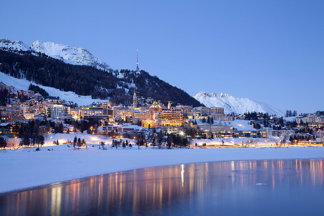 Evening light, evening mood, evening, Engadin, Graubunden, Grisons, hotel, Kulm, luxury, Palace, Switzerland, Europe, St. Moritz
