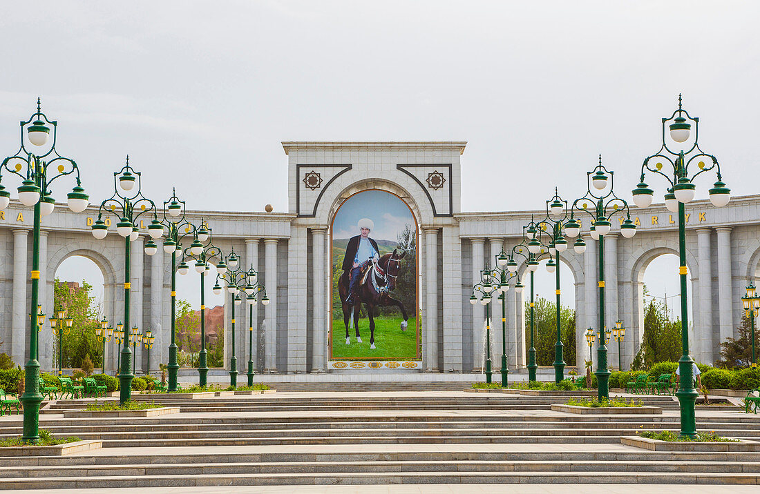 Ashgabat, City, Turkmenistan, Central Asia, Asia, architecture, city, downtown, lamps, monument, new, president, street lights, touristic, travel