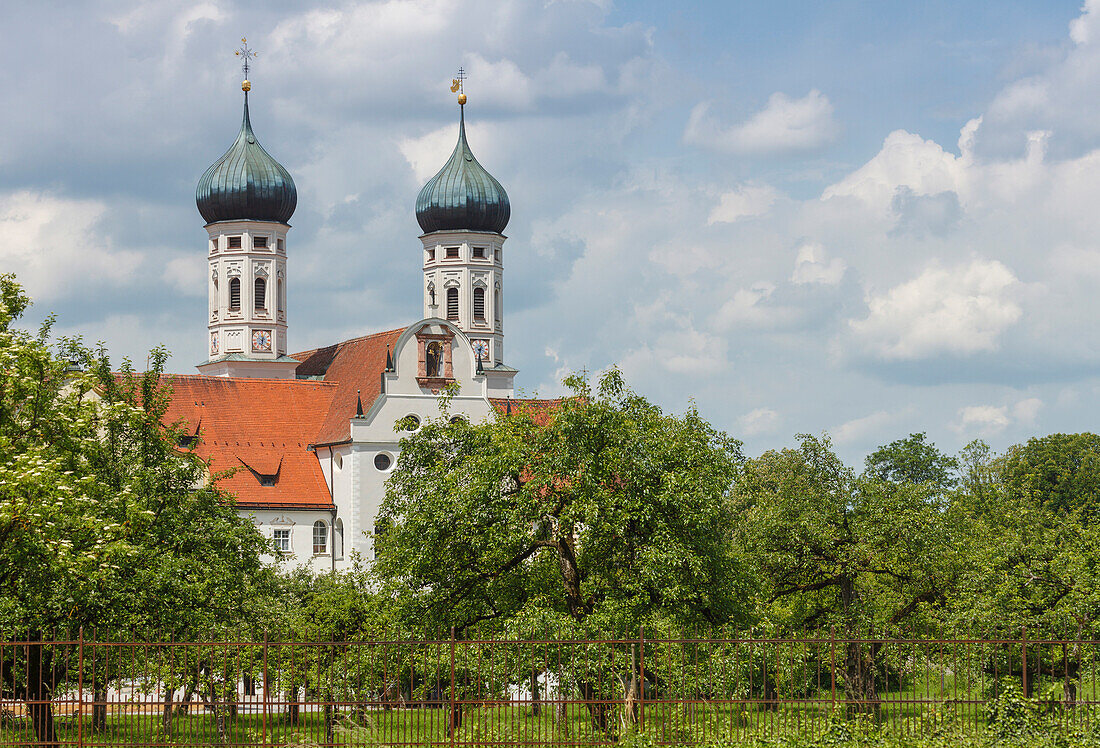 Abbey church, Benediktbeuern Abbey, Benedictine Order, 17th century, Benediktbeuern, Bad Toelz-Wolfratshausen, Upper Bavaria, Bavaria, Germany, Europe