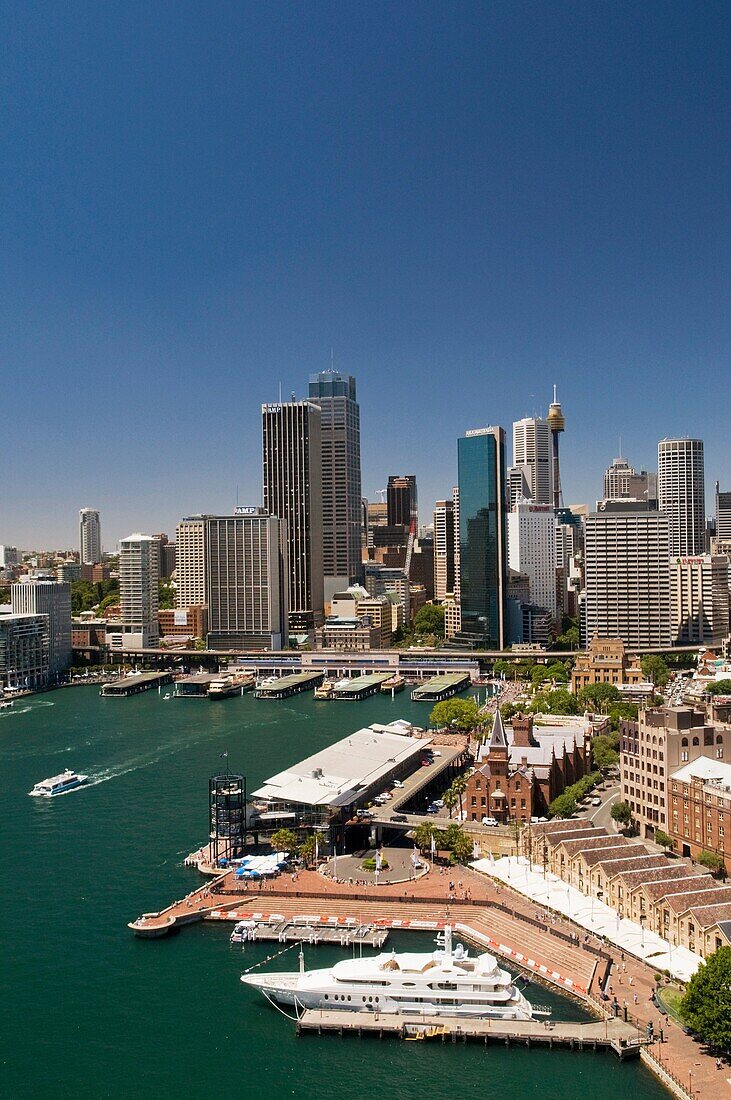 View of the city skyline from Harbour Bridge Sydney  New South Wales, Australia