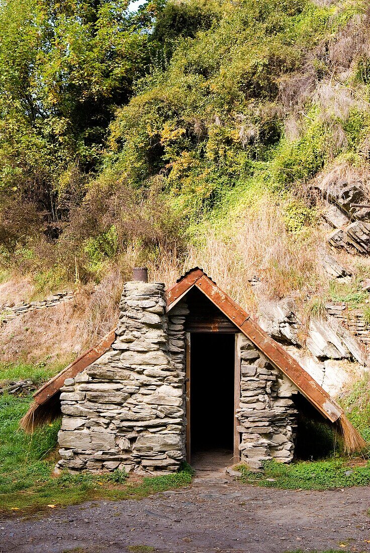 Restored cottage in Arrowtown Chinese gold miners settlement, Otago, New Zealand