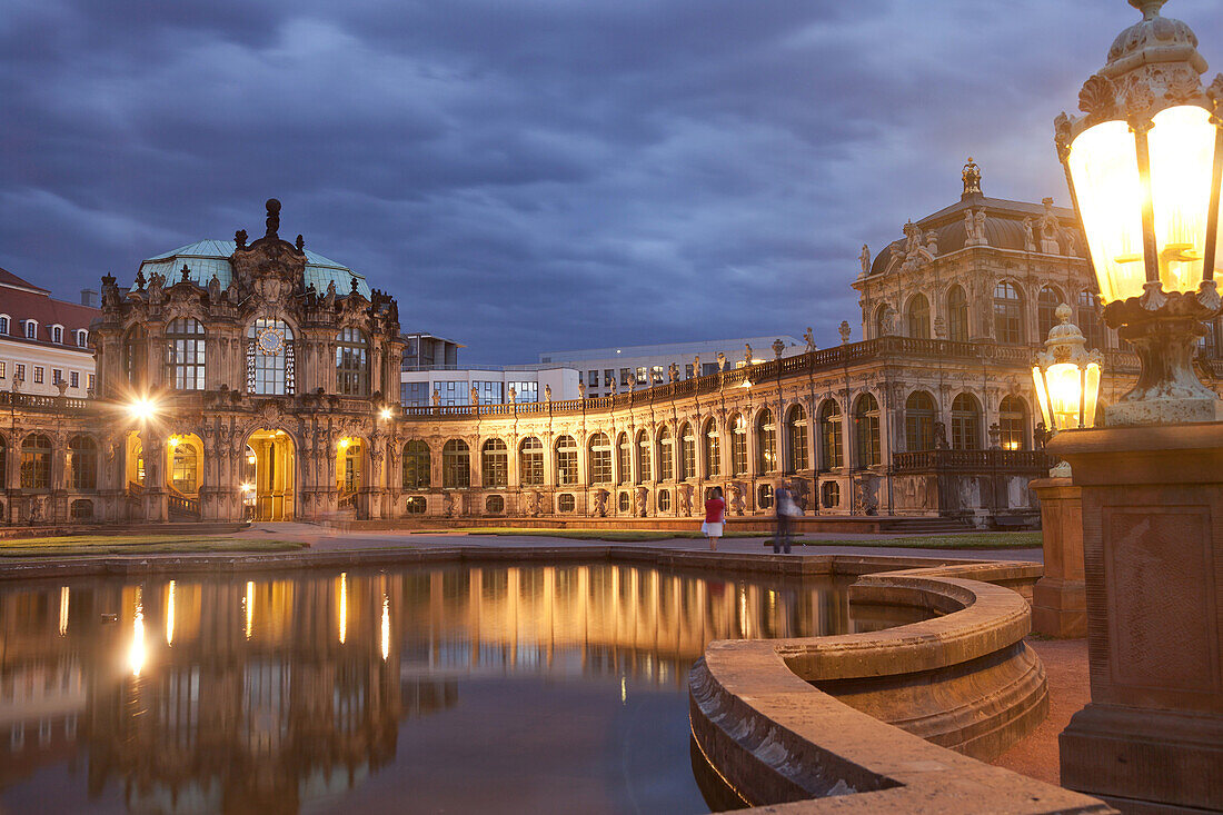 the Zwinger in Dresden at night, Saxony, Germany, Europe.
