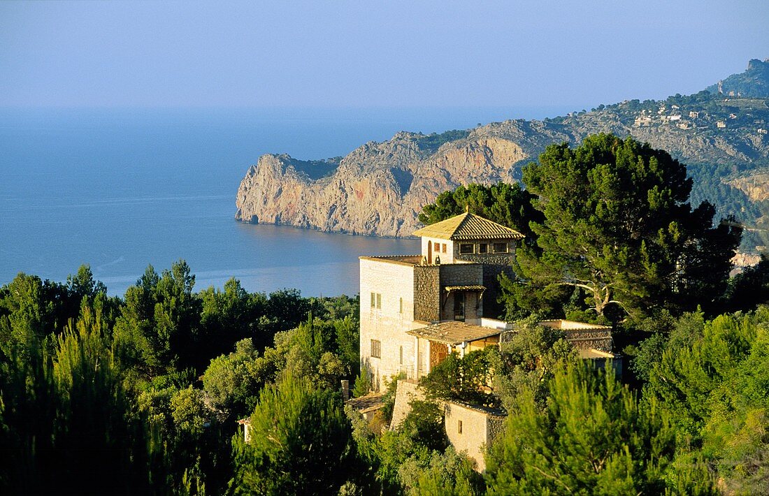 Mallorca Majorca Spain Balearic Islands  Villa house on the rugged north coast  Summer