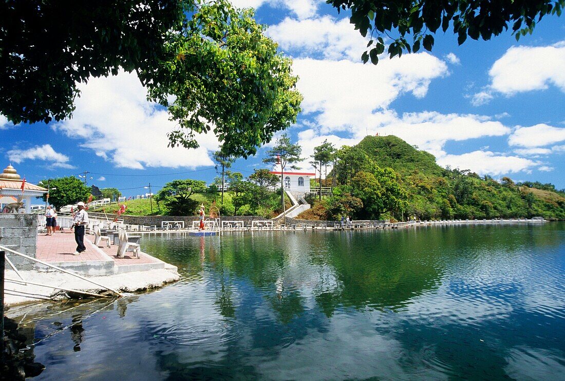 Holy hindu pilgrimage site of Crater Lake at Grand Bassin, Mauritius Island, Indian Ocean