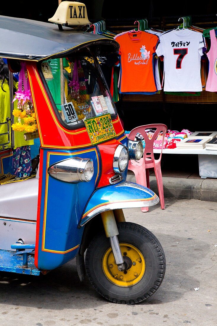 Tut-Tut, a small three wheeled motor taxi, located in the infamous Khao San Road
