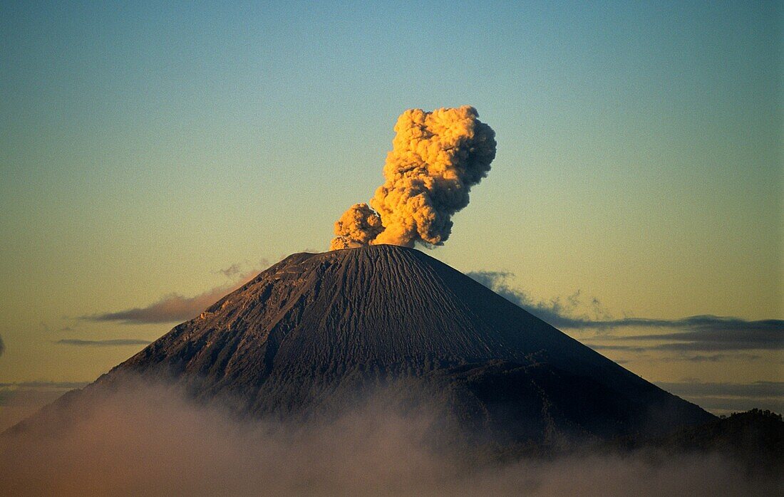 Active volcano in Java island, Indonesia