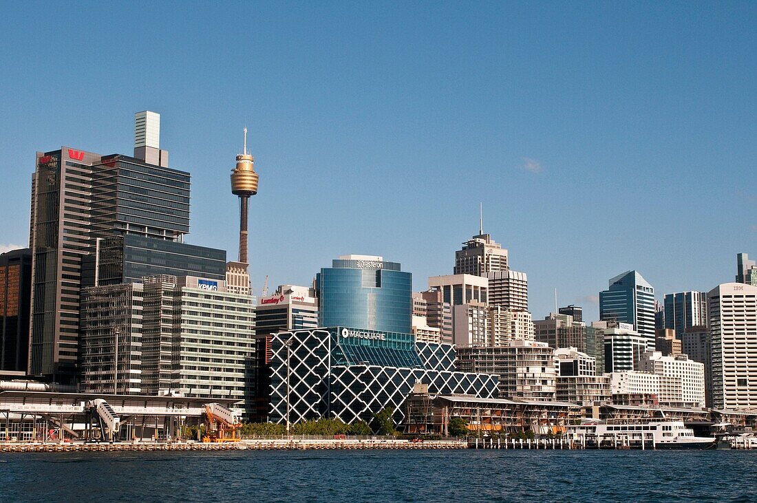 City skyline including Centrepoint, Sydney Tower, Sydney, NSW, Australia
