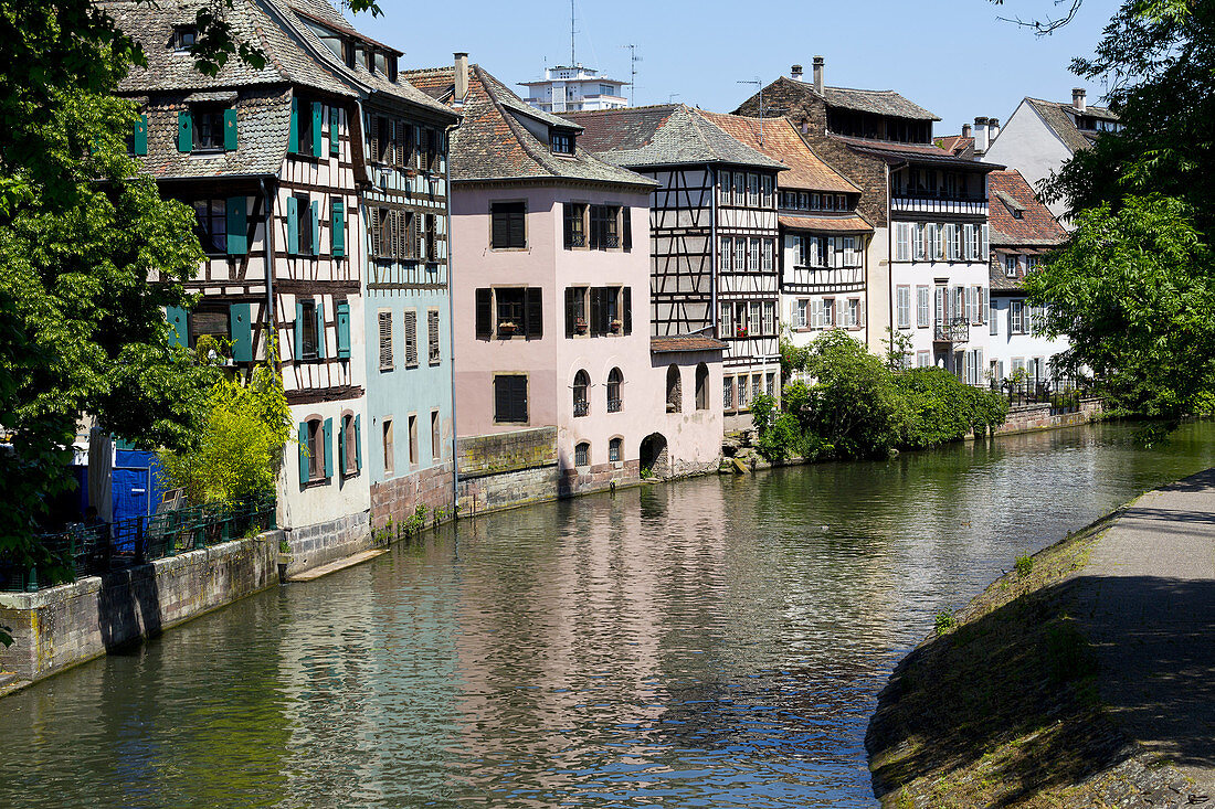 View over the River Ill in La Petite France in Strasbourg, France.