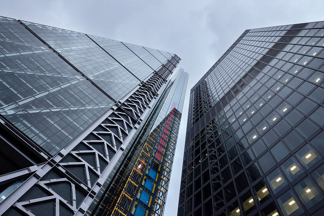 futuristic bank towers at London's Financial District, City of London, England, United Kingdom, Europe