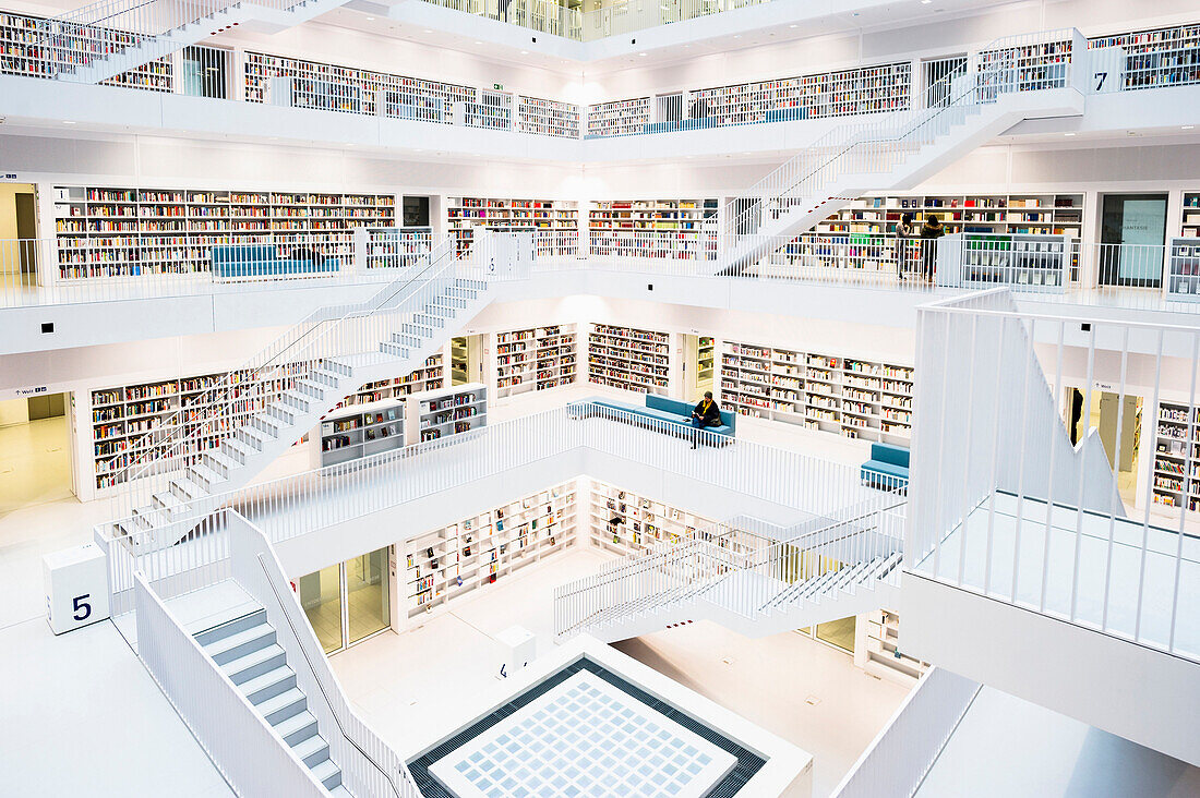 Stadtbibliothek, Architekt Eun Young Yi, Europaviertel, Stuttgart, Baden-Württemberg, Deutschland