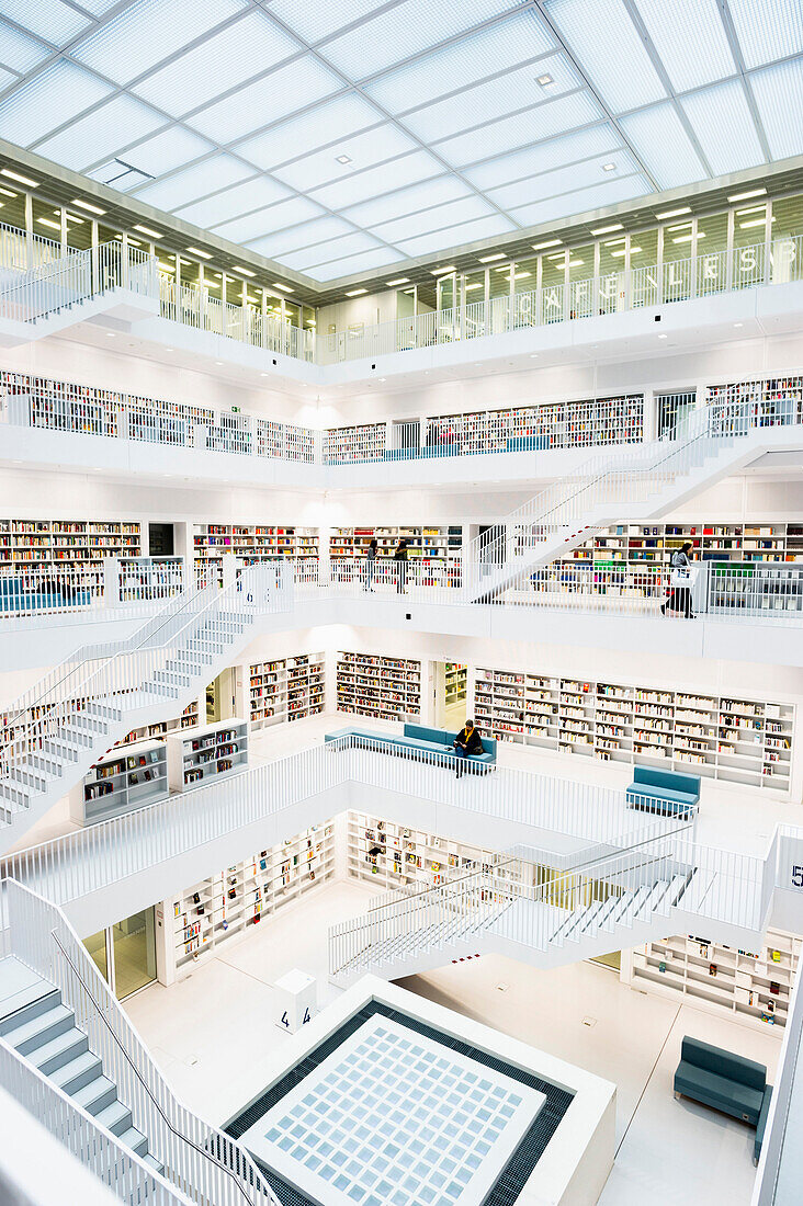 Stadtbibliothek, Architekt Eun Young Yi, Europaviertel, Stuttgart, Baden-Württemberg, Deutschland