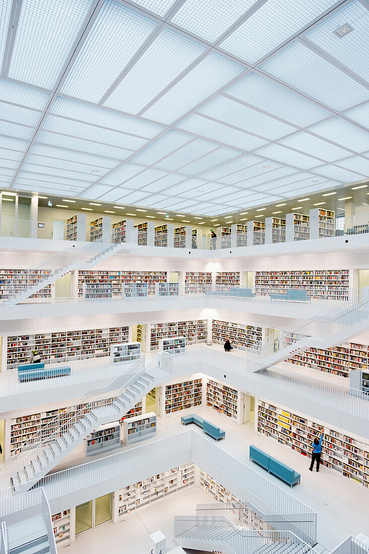 Stadtbibliothek, Architekt Eun Young Yi, Europaviertel, Stuttgart, Baden-Württemberg, Deutschland