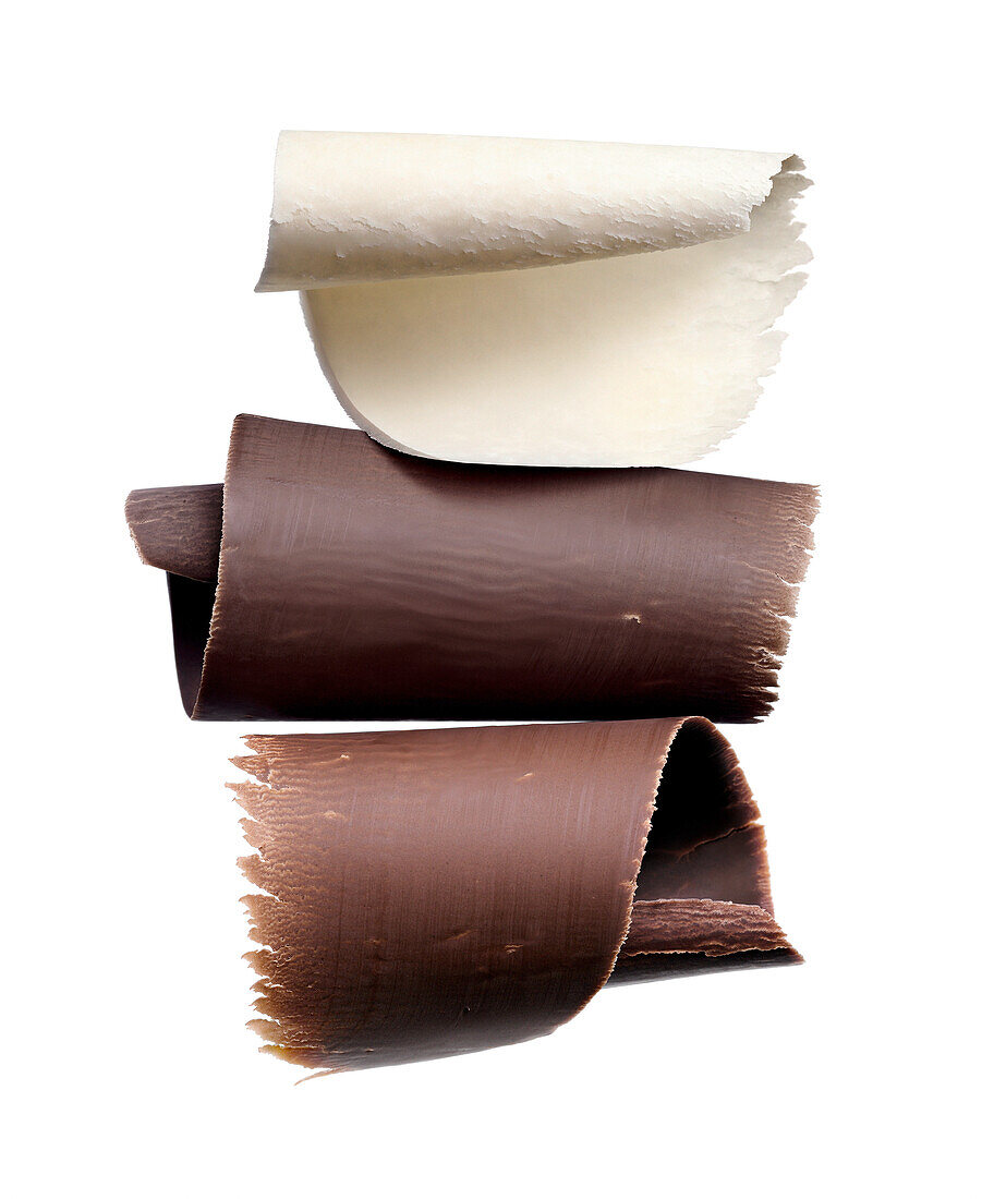 Three different types of chocolate shavings, Chocolate