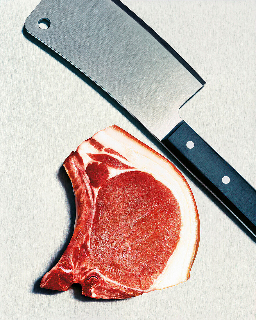Pork chop and meat cleaver, Meat, Food