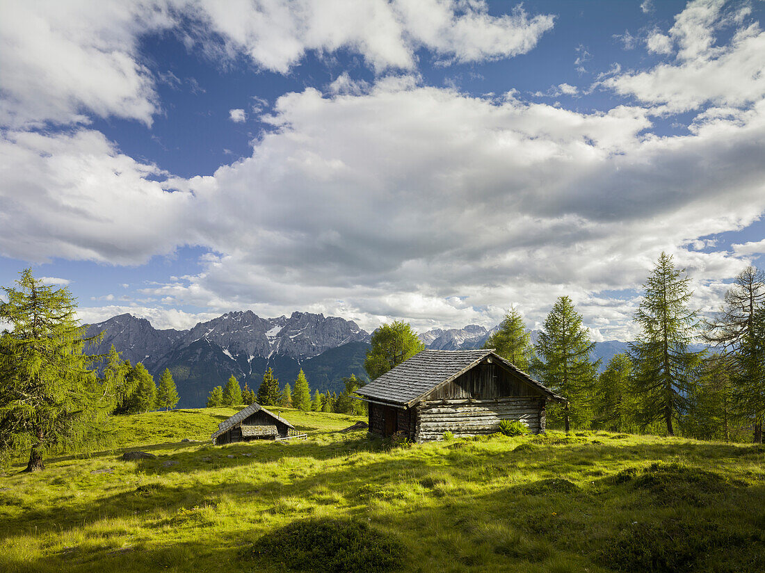 Holzhütte auf der Winkleralm, Lienzer Dolomiten, Osttirol, Tirol, Österreich
