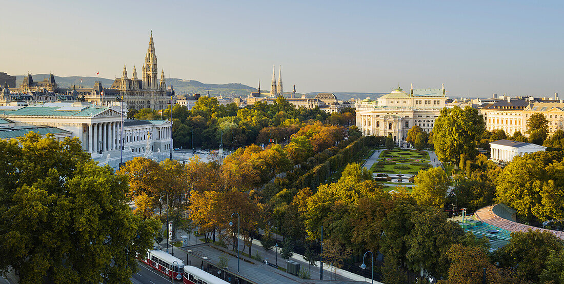 Parliament, Town Hall, Burgtheater, Volksgarten, Doctor Karl-Renner-Ring, Ringstrasse, 1st District, Vienna, Austria