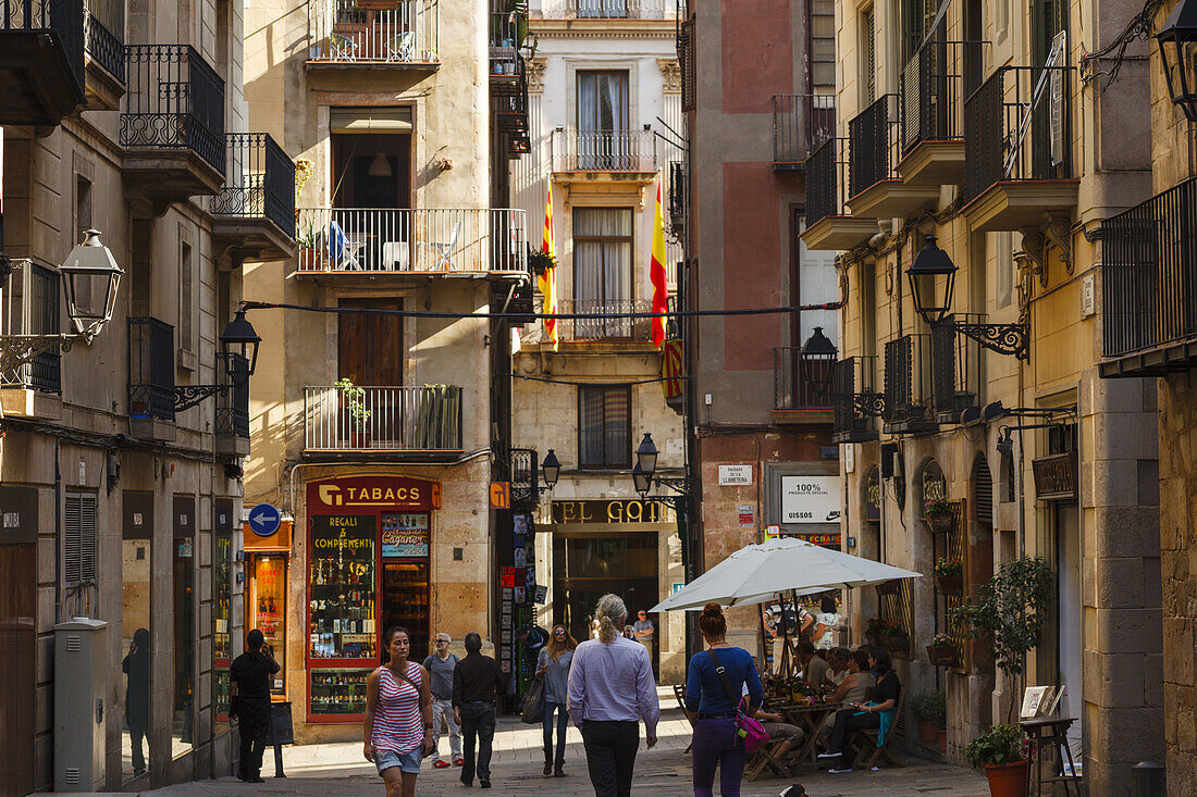 Carrer del Veguer, street near Placa del Rei, Barri Gotic, gothic quarter, Ciutat Vella, old town, Barcelona, Catalunya, Catalonia, Spain