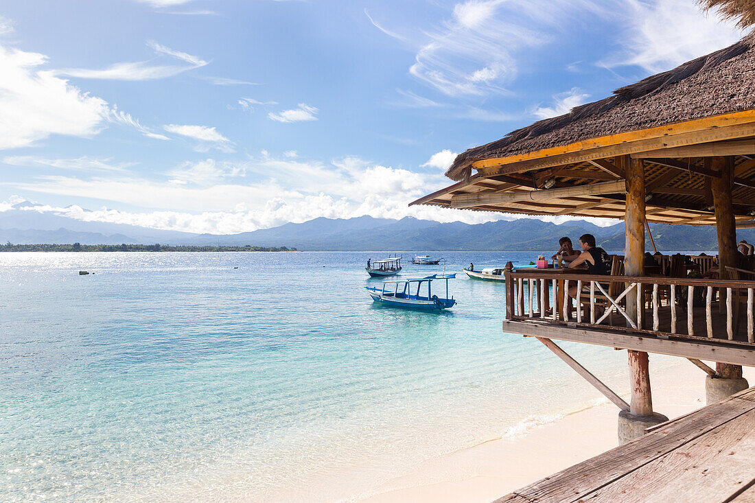 Restaurant at beach, Gili Meno, Lombok, Indonesia