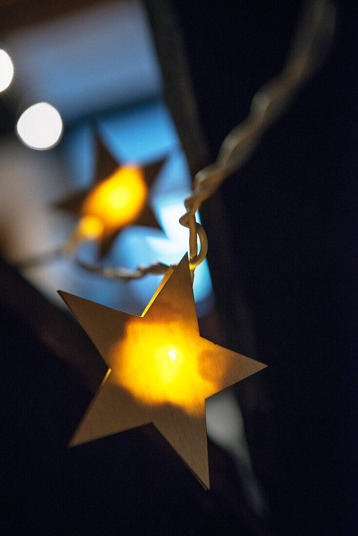 Weihnachts Stern Lichterkette, Bernau im Schwarzwald, Landkreis Waldshut, Baden-Württemberg, Deutschland