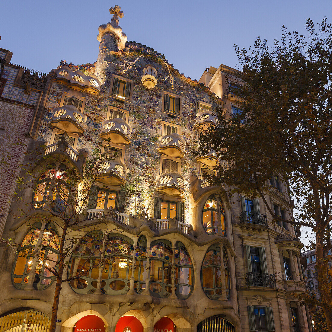 Casa Batllo, Modernisme, Jugendstil, Architekt Antonio Gaudi, UNESCO Welterbe, Passeig de Gracia, Eixample, Barcelona, Katalonien, Spanien, Europa