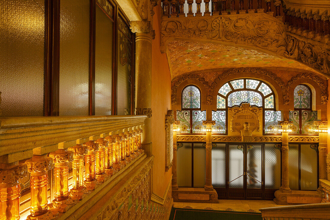 Palau de la Música Catalana, Musikpalast, Architekt Domenech i Montaner, UNESCO Welterbe, Modernismus, Jugendstil, St. Pere und La Ribera Stadtviertel, Barcelona, Katalonien, Spanien, Europa