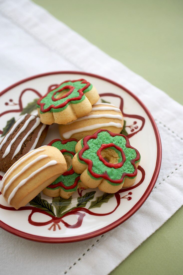 Decorated Pressed Cookies for Christmas