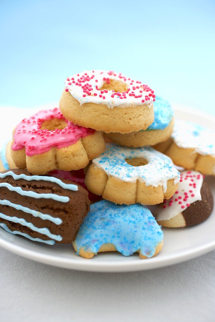 Plate of Assorted Decorated Pressed Cookies