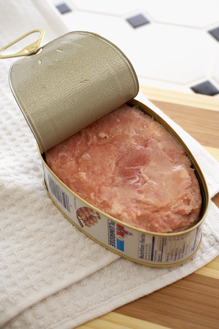 Canned Ham, Opened on a Cutting Board