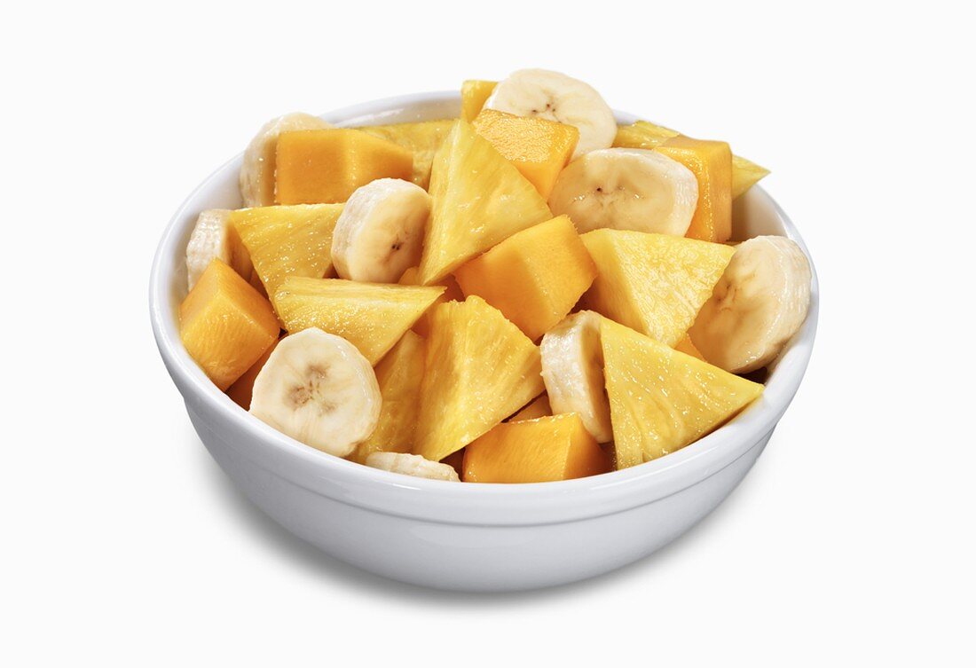 Bowl of Fruit Salad, Pineapple, Banana and Mango