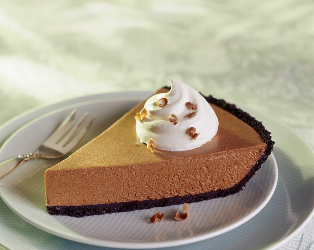 Slice of Chocolate Pie with Whipped Cream