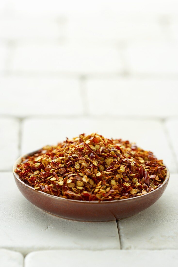 Shallow Dish of Chili Pepper Flakes