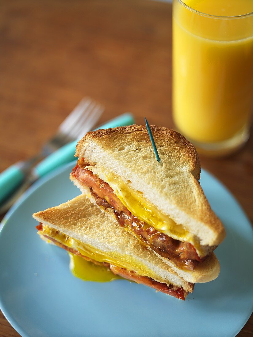 Egg, Cheese and Bacon Breakfast Sandwich on White Bread