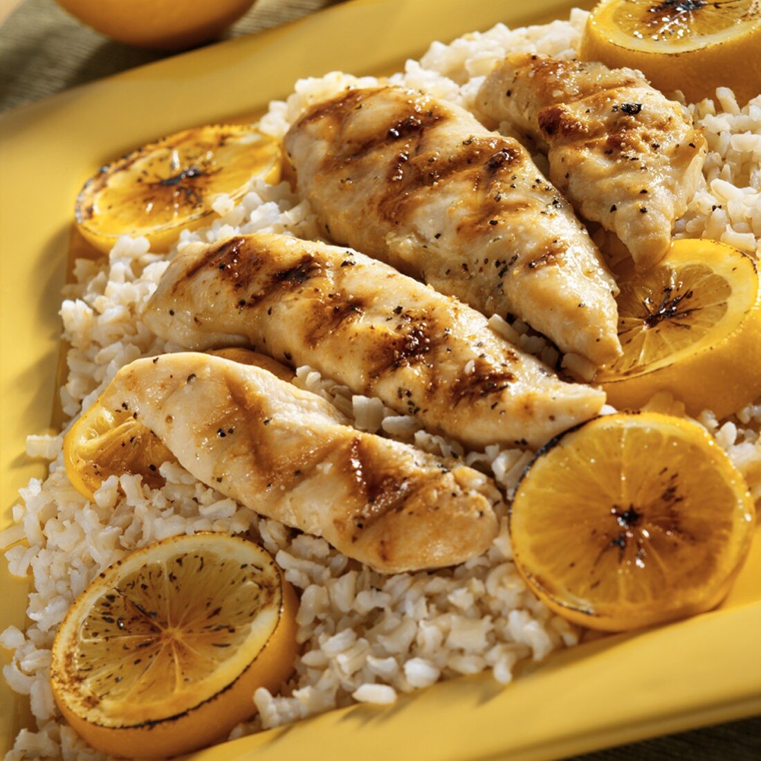 Grilled Lemon Chicken Tenders Over Rice
