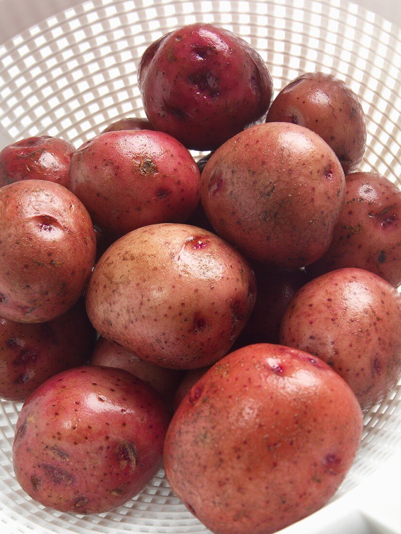 Red New Potatoes in a Colander, Close Up