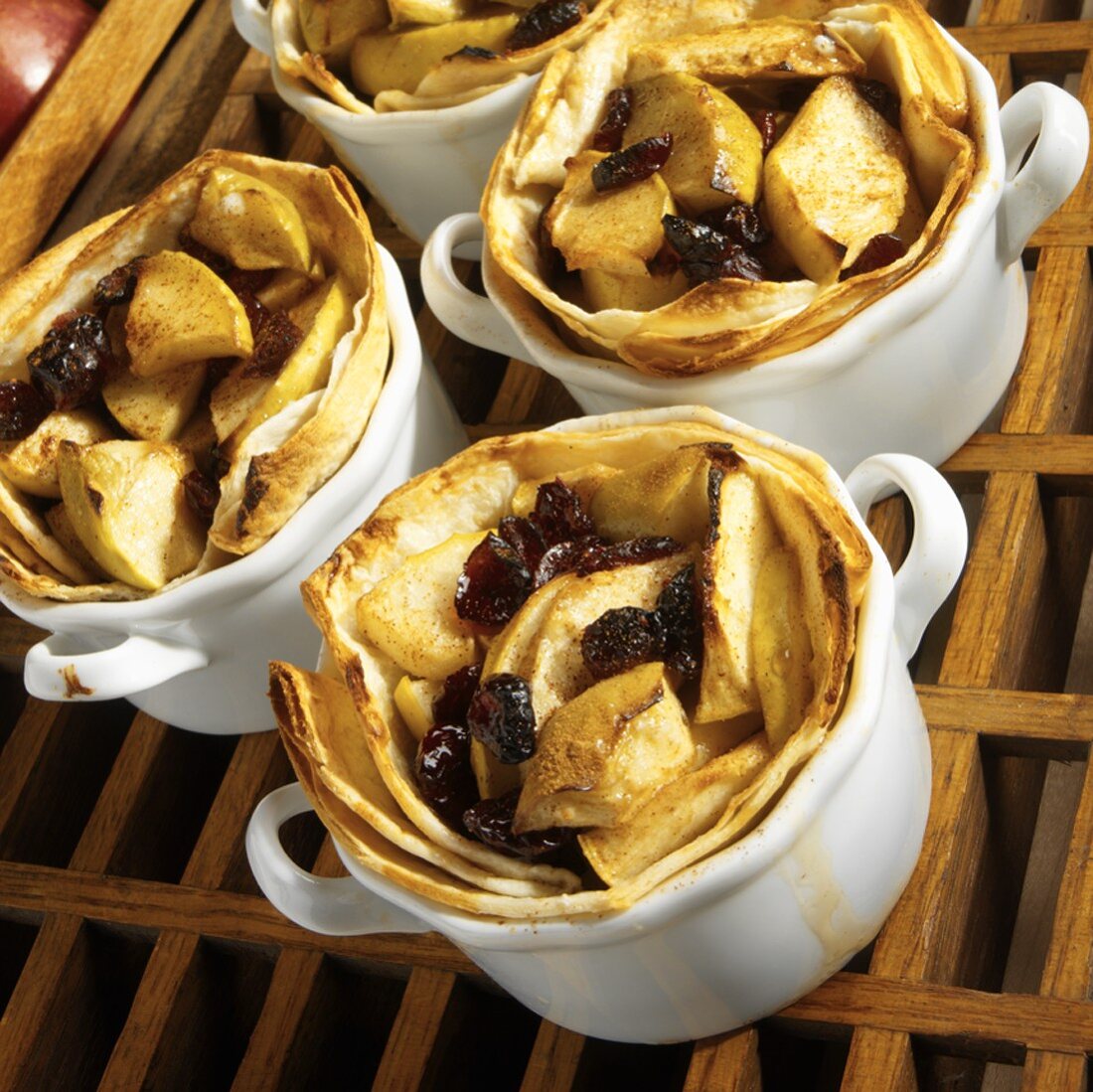 Apples, Dried Cranberries, Maple Syrup and Cinnamon in a Tortilla Shell