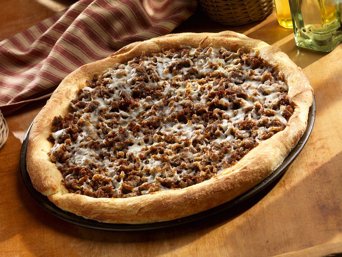 Sausage and Cheese Pizza with Rustic Crust