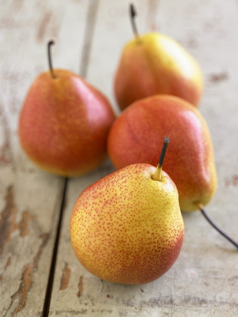 Pears on Rustic Wooden Surface
