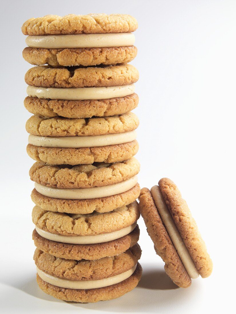 Stack of Peanut Butter Cookies on a White Background