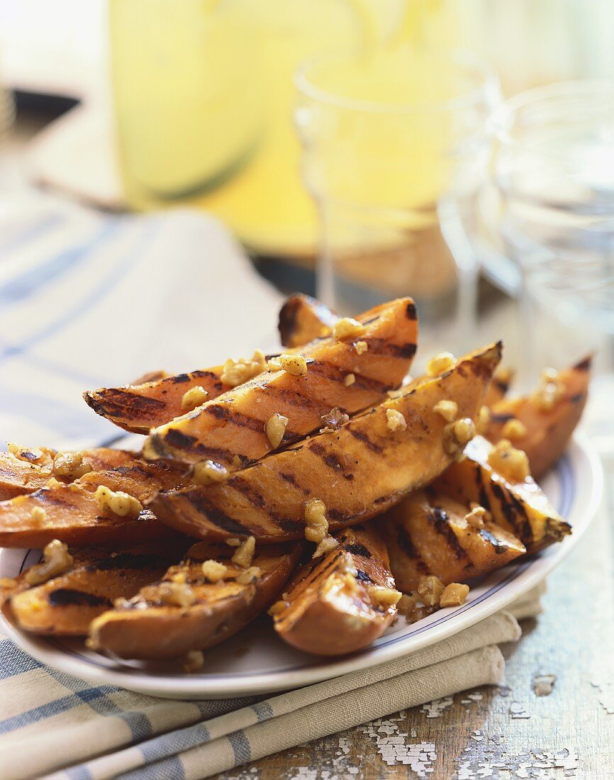 Grilled Sweet Potato Fries on a Platter