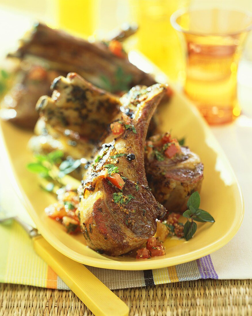 Rack of Barbecue Lamb on a Platter