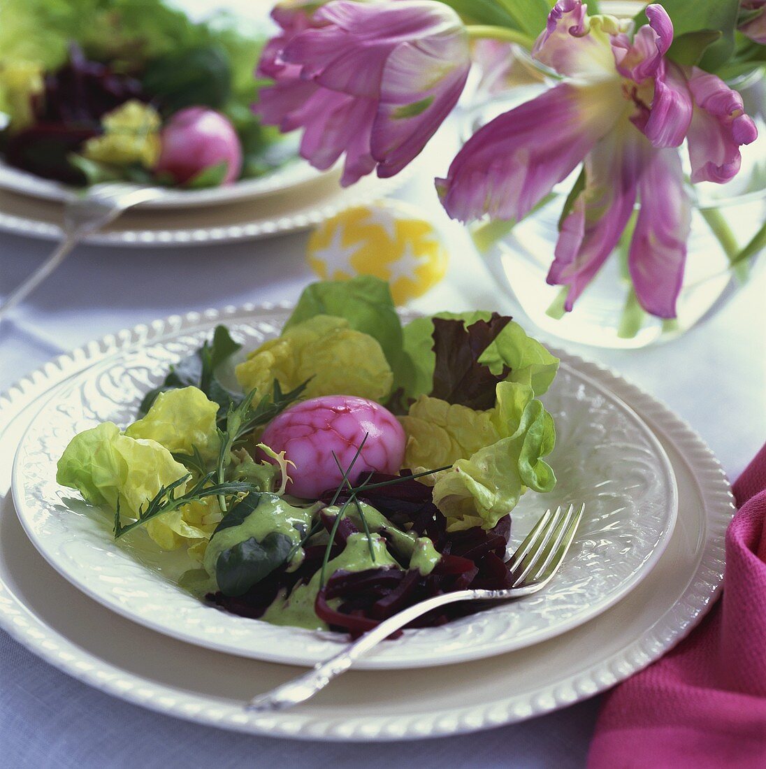 Easter Salad with Dyed Egg