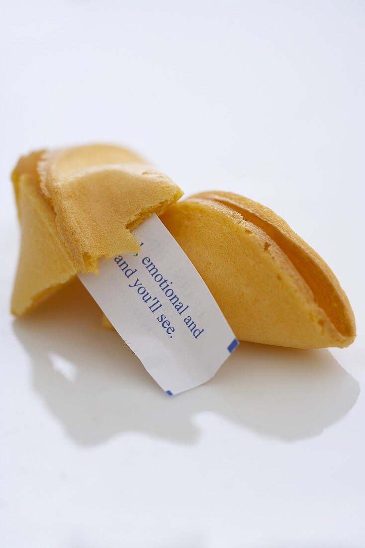 Fortune cookie, broken open