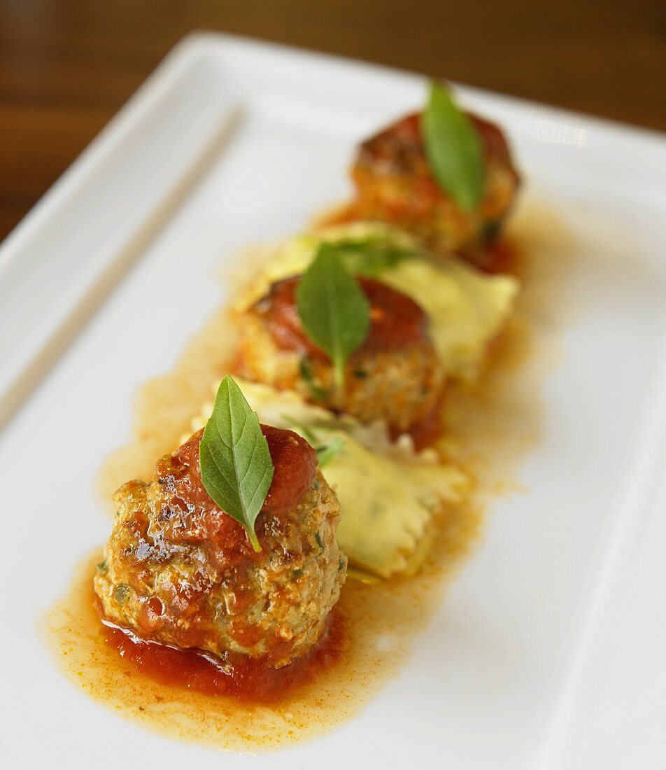 Meatball and Ravioli Appetizer